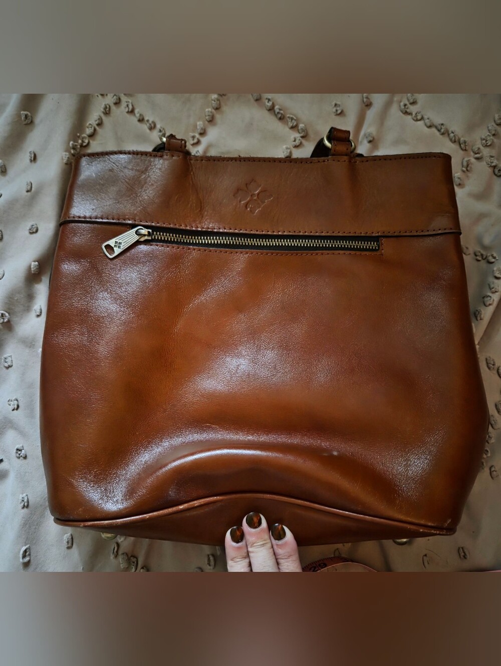 Patricia Nash Chestnut Brown Leather Backpack Tote